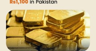 Gold price falls by Rs 1,100 per tola on Sunday.